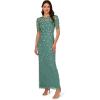 image:imageAdrianna Papell Womens Beaded Long 3D Floral DressGreen Slate
