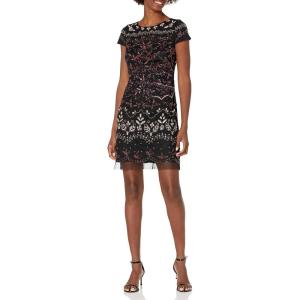 image:imageAdrianna Papell Womens Short Beaded Cocktail DressRouge Multi