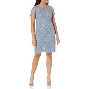 image:imageAdrianna Papell Womens Short Beaded Cocktail DressVintage Blue