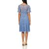 image:imageAdrianna Papell French Blue Beaded Midi Dress With Sheer Ruffled SleevesFrench Blue
