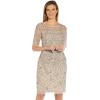 image:imageAdrianna Papell Womens Beaded Illusion Sheath DressBiscotti