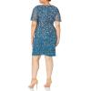 image:imageAdrianna Papell Womens Beaded VNeckline Short DressTeal Sapphire