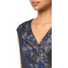 image:imageAdrianna Papell Womens Extended Shoulder Metallic Jacquard Modern Sheath DressNavy Sateen