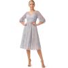image:imageAdrianna Papell Womens Glitter Mesh Midi DressDusty Blue
