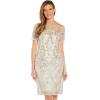 image:imageAdrianna Papell Womens Sequin Embroidery Sheath DressAlabaster