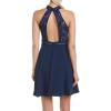 image:imageAidan by Aidan Mattox Womens Crepe and lace Mockneck Halter Cocktail Dress Navy 6