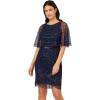 image:imageAdrianna Papell Womens Bead Mesh Popover DressLight Navy