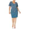image:imageAdrianna Papell Womens Beaded VNeckline Short DressTeal Sapphire