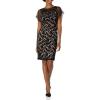 image:imageAdrianna Papell Womens Flutter Sleeve Floral Velvet Short DressBlackRosegold