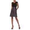 image:imageAdrianna Papell Womens Knit Crepe and Jacquard DressBlack Multi