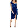 image:imageAdrianna Papell Womens Off The Shoulder Ruffle Sheath DressDeep Ocean