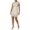 image:imageAidan Mattox Womens Geometric Beaded Cocktail with Cap SleeveChampagne