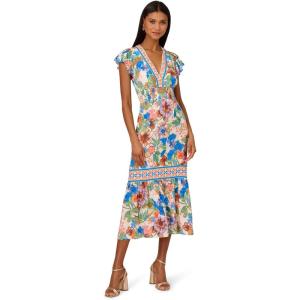 image:imageAdrianna Papell Printed Midi DressBlueGreen Multi