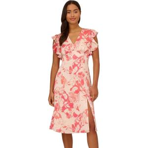 image:imageAdrianna Papell Printed Midi DressCoralEcru