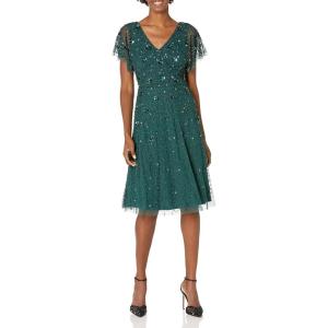 image:imageAdrianna Papell Womens Beaded Flutter DressDusty Emerald