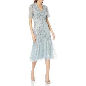 image:imageAdrianna Papell Womens Beaded Tuxedo Midi DressBlue Heather