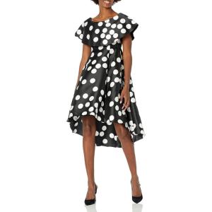 image:imageAdrianna Papell Womens Dot Mikado DressBlackIvory