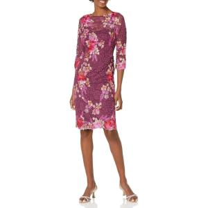 image:imageAdrianna Papell Womens Embroidered Lace Midi DressBurgundy Multi