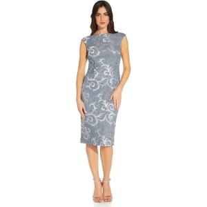 image:imageAdrianna Papell Womens Embroidered Lace Midi DressLight Blue