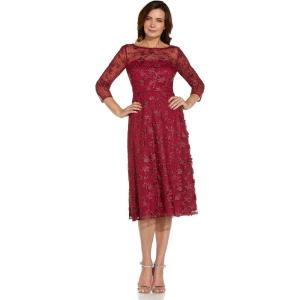 image:imageAdrianna Papell Womens Sequin Embroidery Flared MidiRed