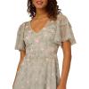 image:imageAdrianna Papell Womens Beaded Midi Dress  Sequin Cocktail Dress with Flutter Sleeves amp Raised Floral Embellishments
