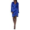 image:imageAidan Mattox Womens VNeck Satin Shirt DressRoyal Sapphire