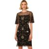 image:imageAdrianna Papell Womens Beaded Illusion Neck DressBlackGold