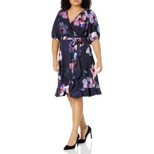 image:imageAdrianna Papell Ditsy Floral Jacquard ALine DressPlum Multi