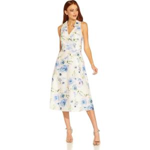 image:imageAdrianna Papell Womens Printed Jacquard Shirt DressIvoryBlue