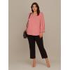 image:imageAdrianna Papell Womens 34 Smocked Sleeve Solid TopRosy Peach
