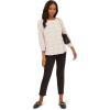 image:imageAdrianna Papell Womens Print Knit Pleated Trapeze TopIvoryBlack Confetti
