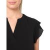 image:imageAdrianna Papell Womens Solid Short Ruffle Sleeve Popover BlouseBlack