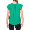 image:imageAdrianna Papell Womens Solid Short Ruffle Sleeve Popover BlouseVivid Green