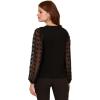 image:imageAdrianna Papell Womens V Neck 34 Woven Bubble Sleeve SweaterBlack