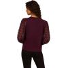 image:imageAdrianna Papell Womens V Neck 34 Woven Bubble Sleeve SweaterPlum