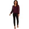 image:imageAdrianna Papell Womens V Neck 34 Woven Bubble Sleeve SweaterPlum