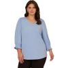 image:imageAdrianna Papell Womens 34 Smocked Sleeve Solid TopElegant Sky
