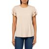image:imageAdrianna Papell Womens Pleated Knit Double Sleeve TopChampagne Blush Whimsical Leaf