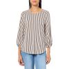 image:imageAdrianna Papell Womens Printed 34 Sleeve Yoke Detail TopChampagneBlack Triple Lines