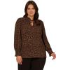image:imageAdrianna Papell Womens Ruffle Tieneck Long Sleeve TopBlackCamel Basic Leopard
