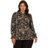 image:imageAdrianna Papell Womens Ruffle Tieneck Long Sleeve TopBlackIvory Pretty Floral