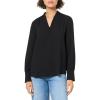 image:imageAdrianna Papell Womens Solid Long Sleeve BlouseBlack
