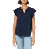 image:imageAdrianna Papell Womens Solid Short Ruffle Sleeve Popover BlouseBlue Moon