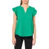 image:imageAdrianna Papell Womens Solid Short Ruffle Sleeve Popover BlouseVivid Green
