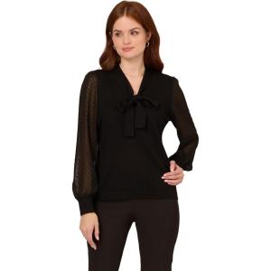image:imageAdrianna Papell Womens Low Bow Tie Front SweaterBlack