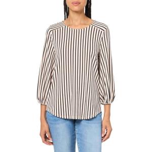 image:imageAdrianna Papell Womens Printed 34 Sleeve Yoke Detail TopChampagneBlack Triple Lines