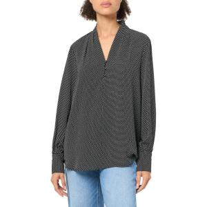 image:imageAdrianna Papell Womens Printed Button VNeck BlouseBlackIvory Small Dot