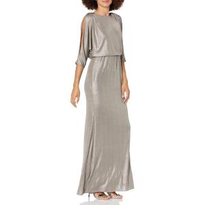 image:imageAdrianna Papell Womens Foiled Jersey DressSilver