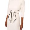 image:imageAdrianna Papell Tipped Crepe Tie DressIvoryBlack