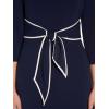 image:imageAdrianna Papell Tipped Crepe Tie DressNavy SateenIvory